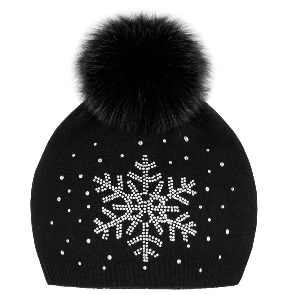 Peter Glenn Sparkle Snowflake Hat with Real Fur Pom (Women's) Peter Glenn