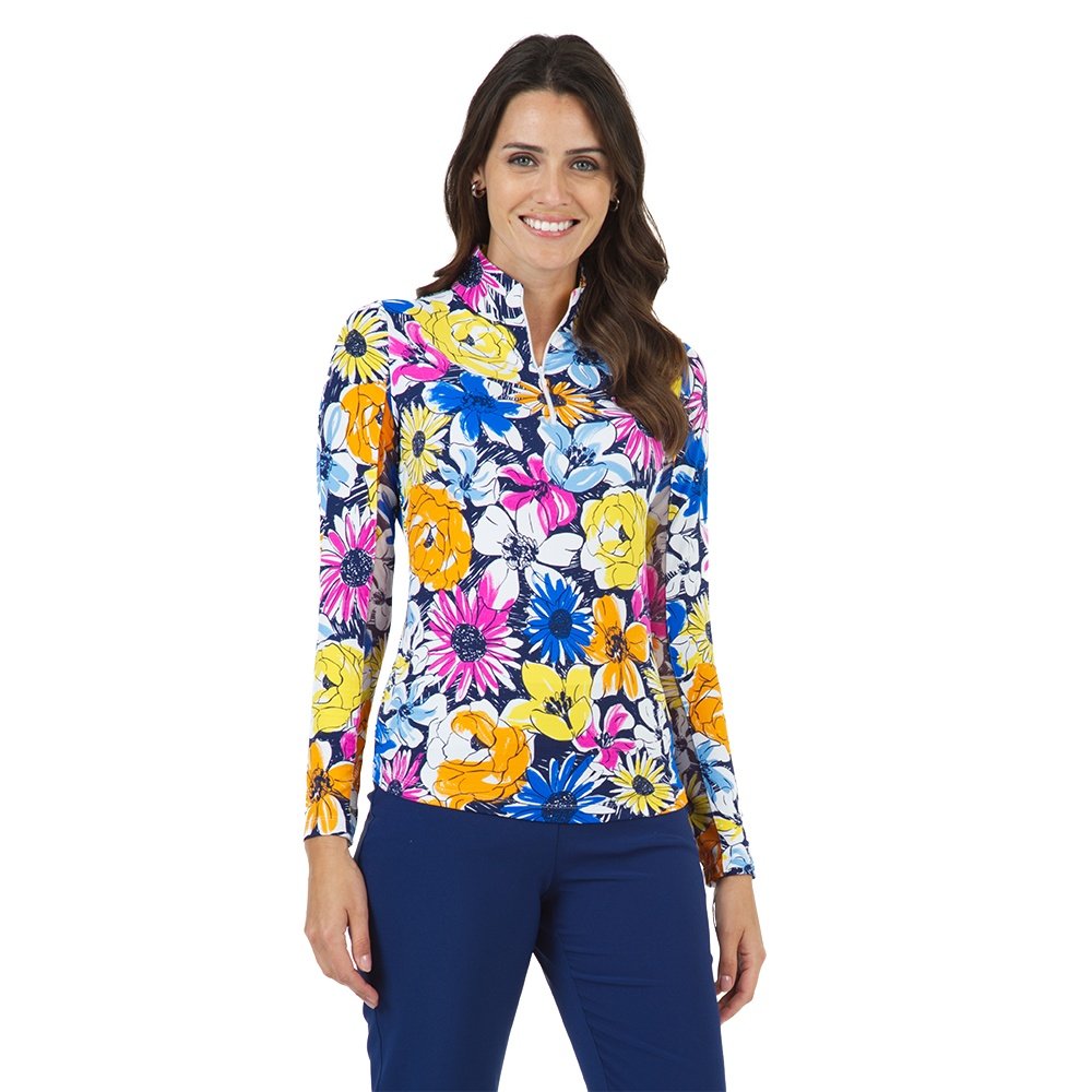 IBKUL Womens Long Sleeve Mock Solid Top - Green