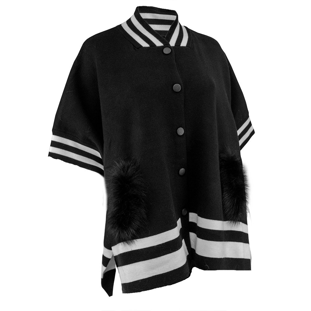 Peter Glenn Baseball Poncho with Real Fur (Women's) Peter Glenn