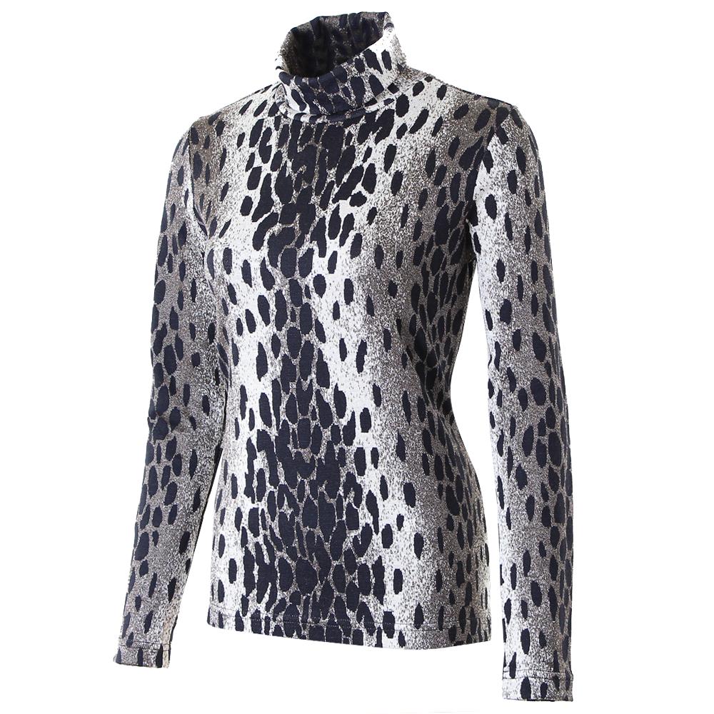 SNO SKINS Fall/Winter Collection Designer Print Crinkle V-Neck Top with Rouched Detail (Spectrum)