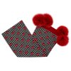 Peter Glenn Houndstooth Lips Scarf with Real Fur Poms (Women's)