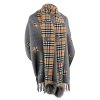 Peter Glenn Plaid and Stars Scarf with Real Fur Poms (Women's)