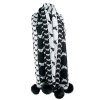 Peter Glenn Bow Ties Scarf with Real Fur Poms (Women's)