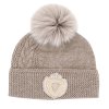 Peter Glenn Knit Crystal Crest Hat with Real Fur Pom (Women's)