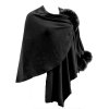Peter Glenn Knit Wrap with Loop and Real Fox Fur Poms (Women's)