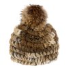 Peter Glenn Rabbit Beanie With Real Fur Pom(Women's)