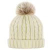 Peter Glenn Cable Hat with Real Fur Pom (Women's)